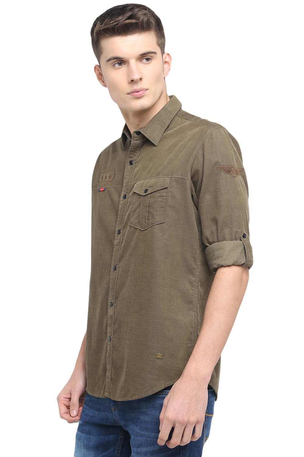 BASICS SLIM FIT CORDUROY SHIRT