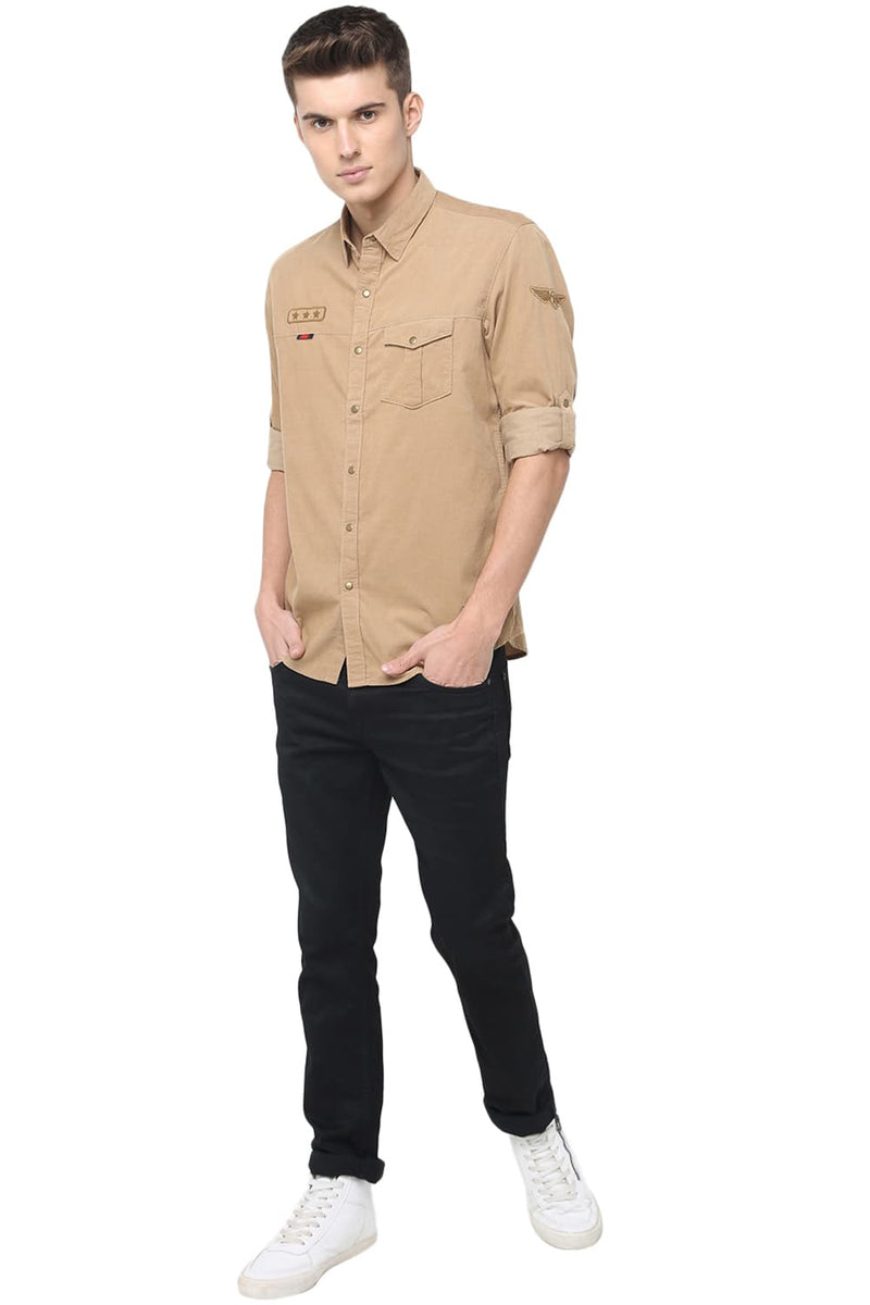 BASICS SLIM FIT CORDUROY SHIRT