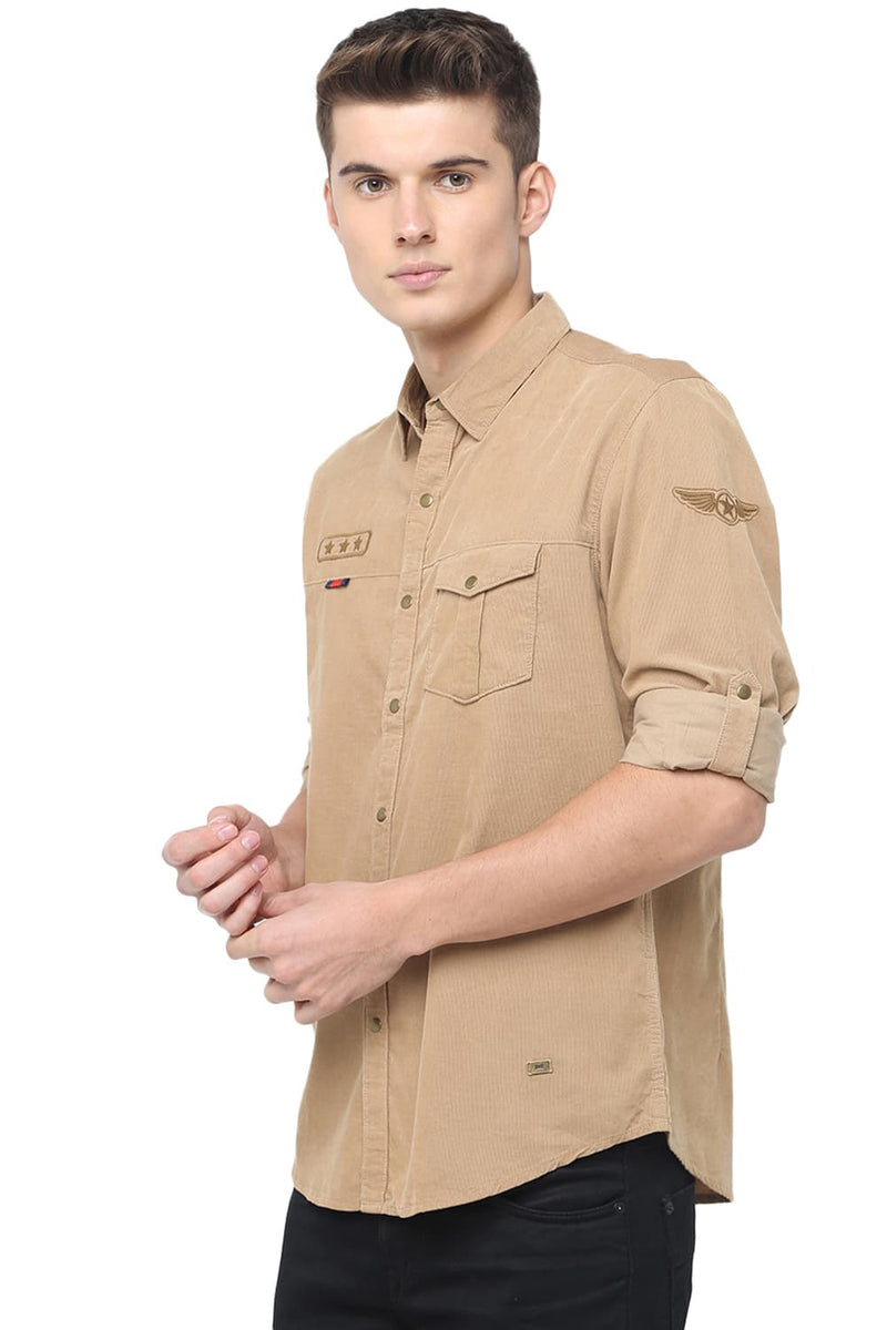 BASICS SLIM FIT CORDUROY SHIRT