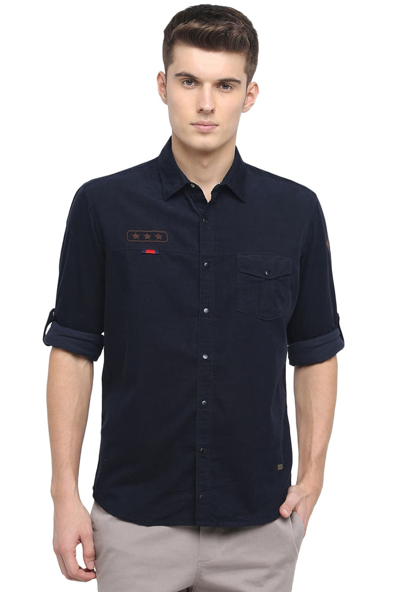 BASICS SLIM FIT CORDUROY SHIRT