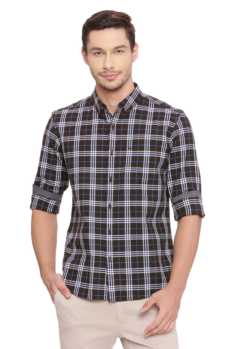 BASICS SLIM FIT CHECKS SHIRT