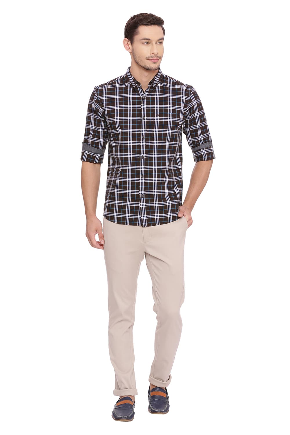 BASICS SLIM FIT CHECKS SHIRT