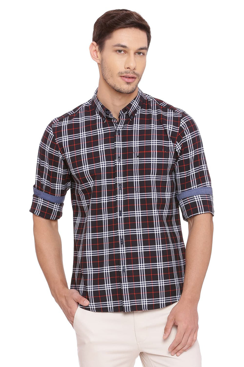 BASICS SLIM FIT CHECKS SHIRT