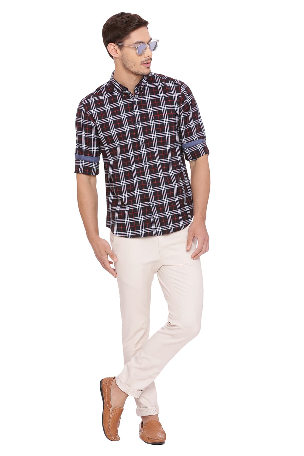 BASICS SLIM FIT CHECKS SHIRT