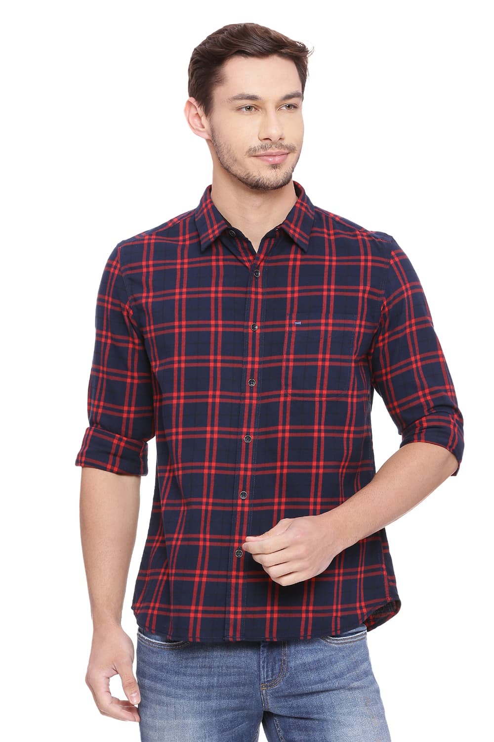 BASICS SLIM FIT CHECKS SHIRT