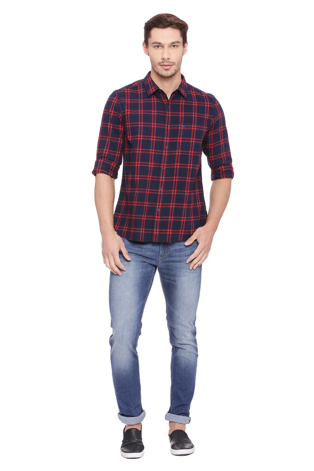 BASICS SLIM FIT CHECKS SHIRT