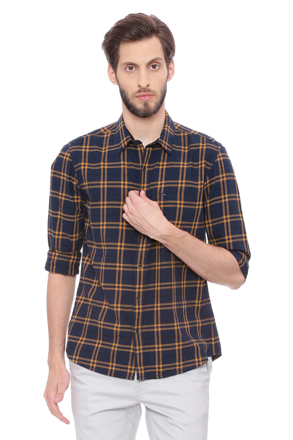 BASICS SLIM FIT CHECKS SHIRT