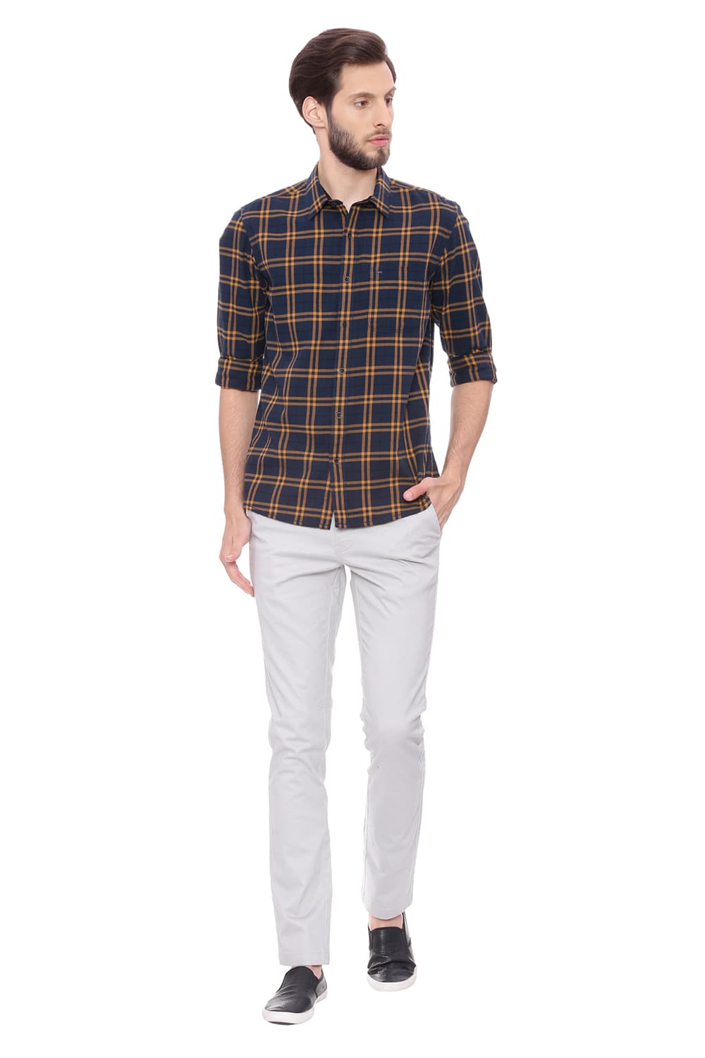 BASICS SLIM FIT CHECKS SHIRT