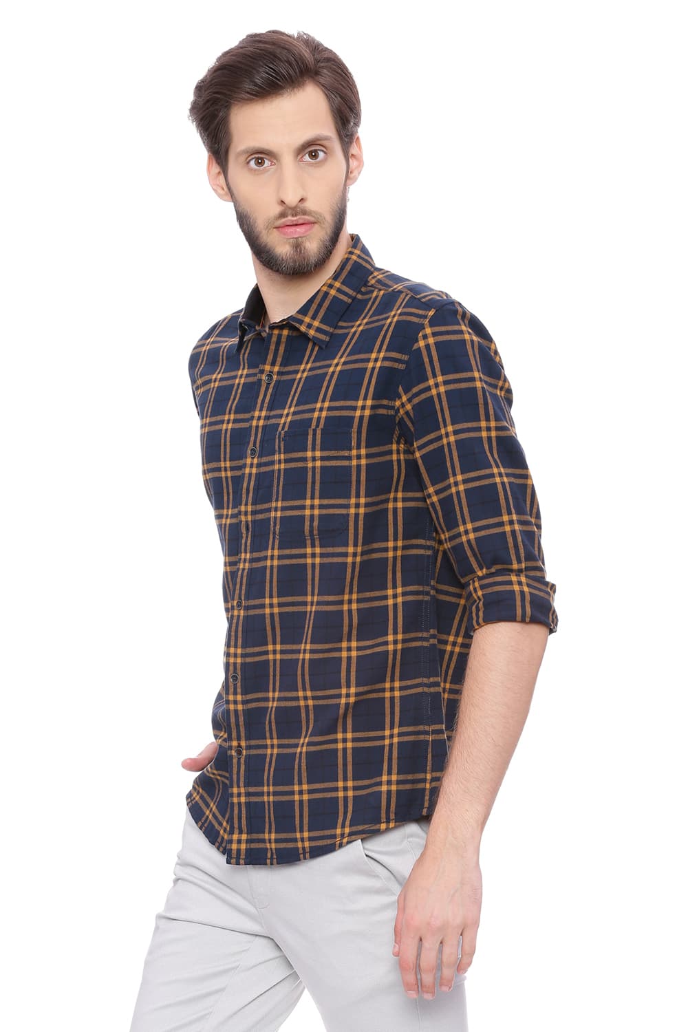 BASICS SLIM FIT CHECKS SHIRT