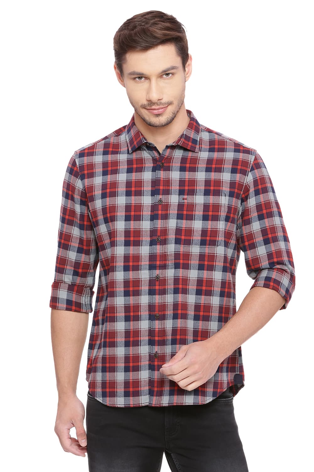 BASICS SLIM FIT CHECKS SHIRT