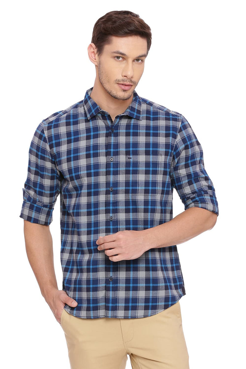 BASICS SLIM FIT CHECKS SHIRT