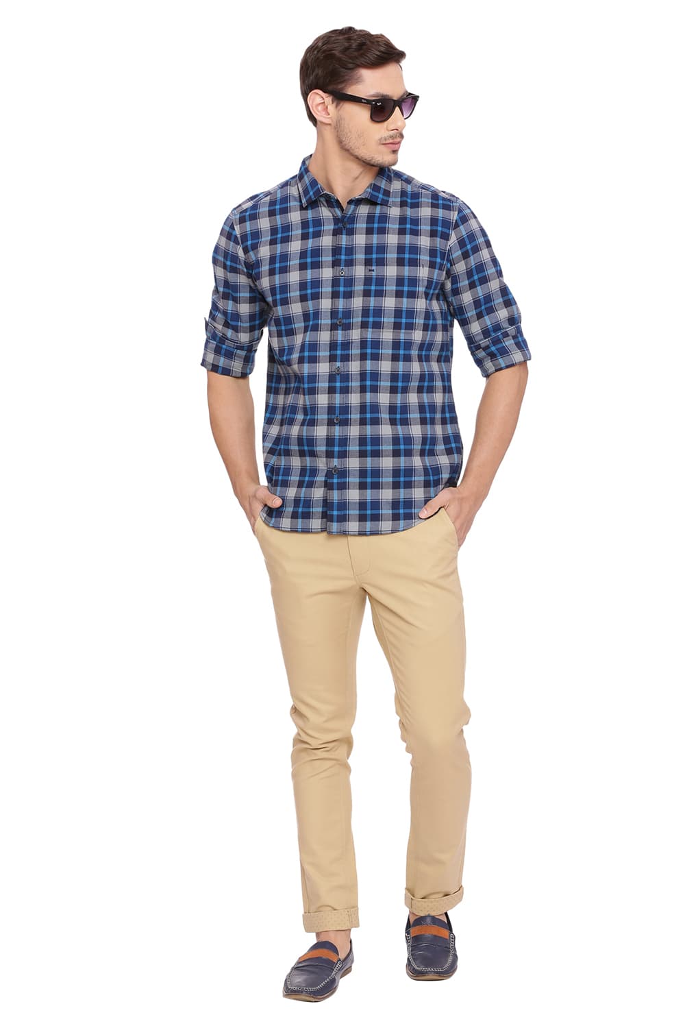 BASICS SLIM FIT CHECKS SHIRT