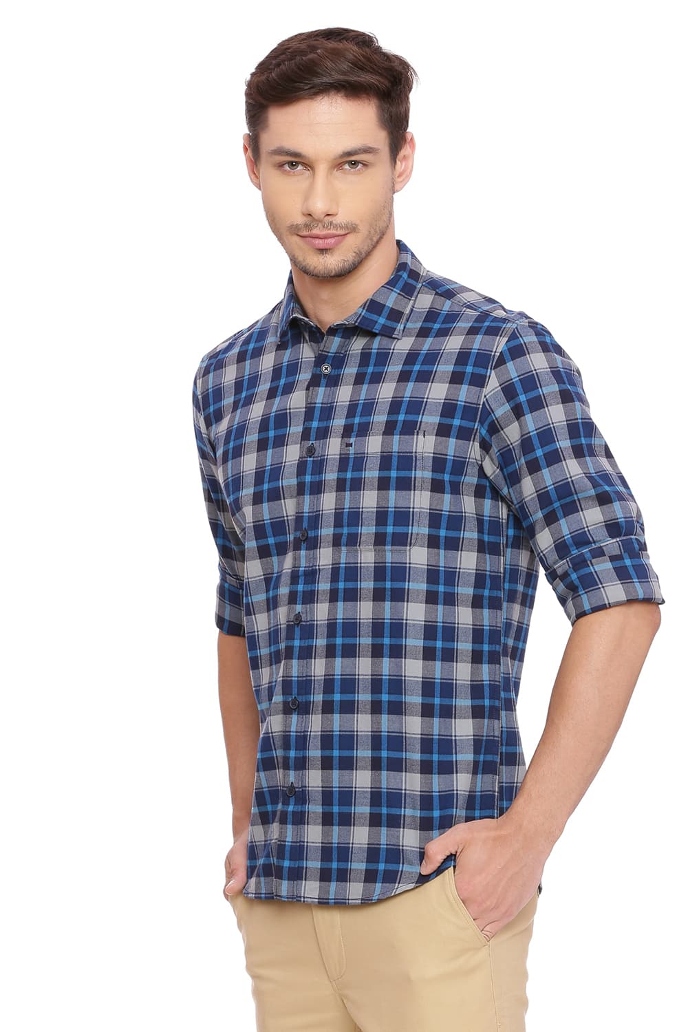 BASICS SLIM FIT CHECKS SHIRT