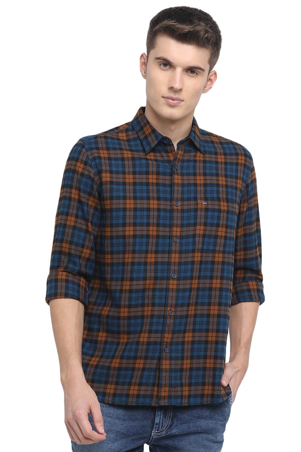 BASICS SLIM FIT CHECKS SHIRT