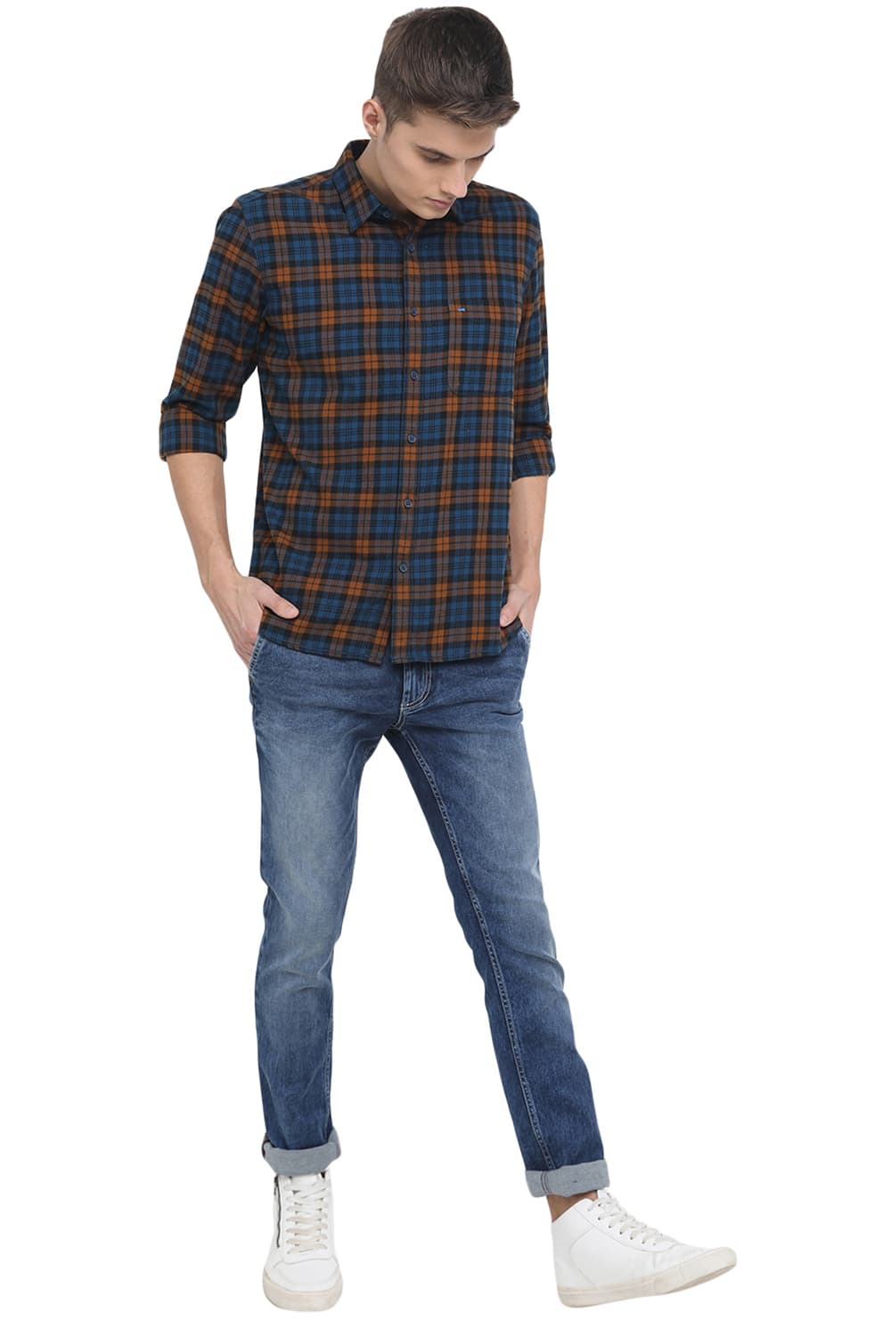 BASICS SLIM FIT CHECKS SHIRT