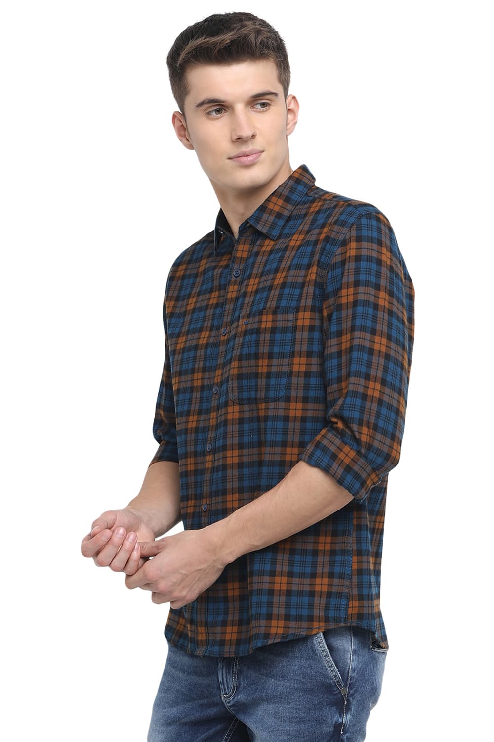 BASICS SLIM FIT CHECKS SHIRT