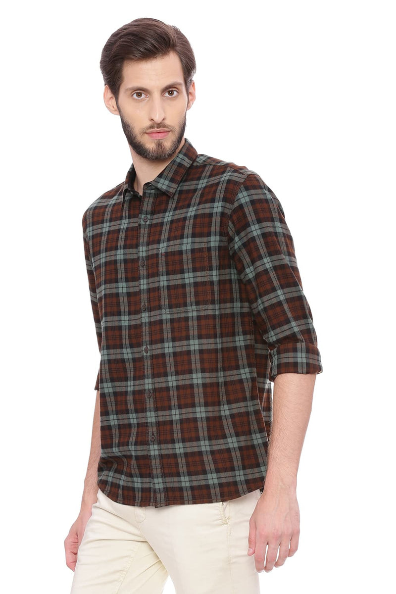 BASICS SLIM FIT CHECKS SHIRT