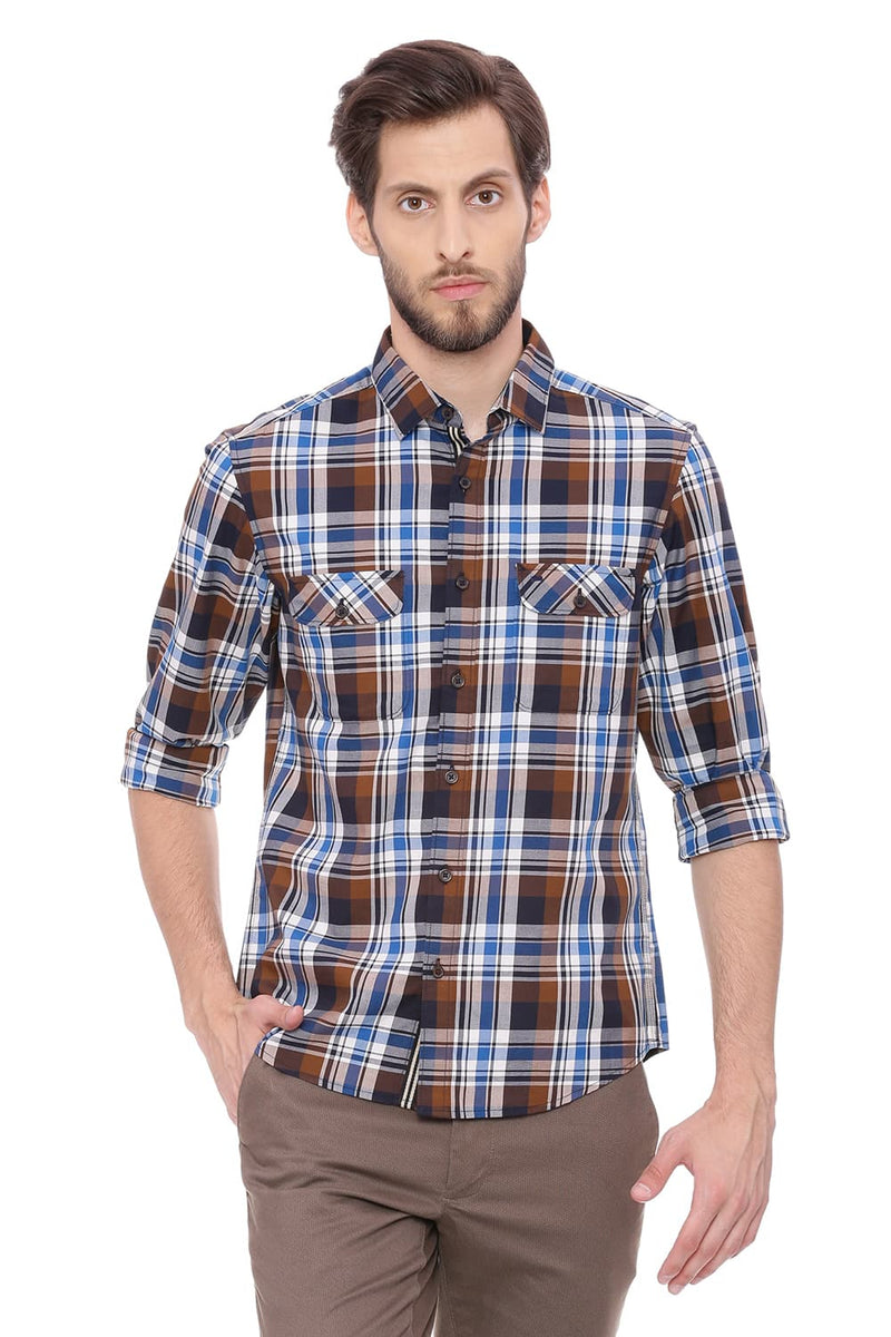 BASICS SLIM FIT CHECKS SHIRT