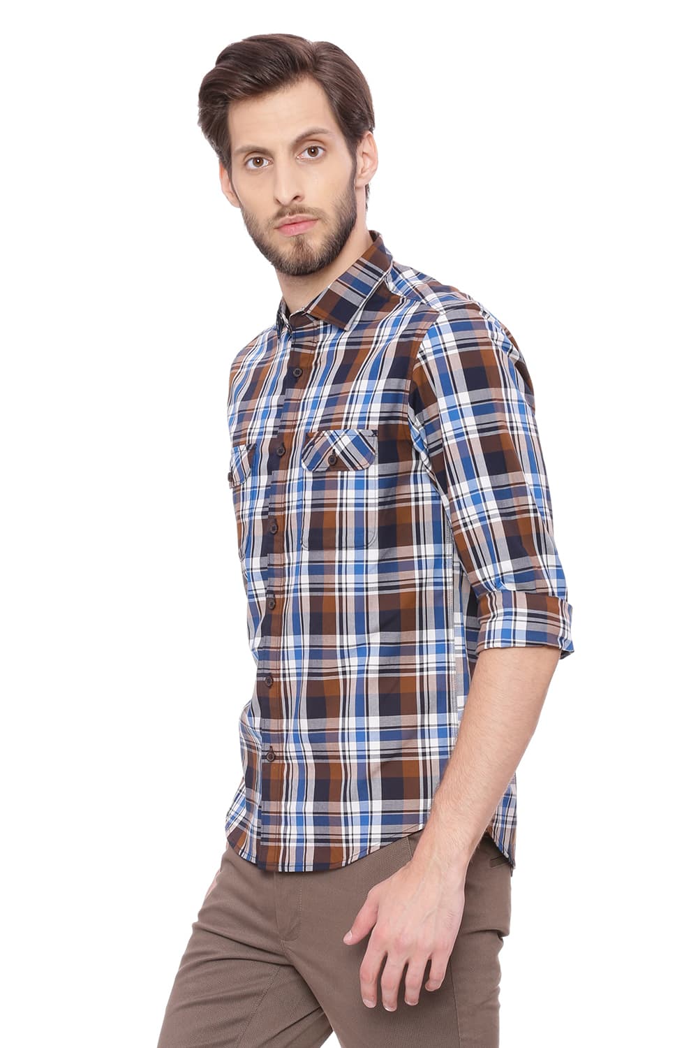 BASICS SLIM FIT CHECKS SHIRT