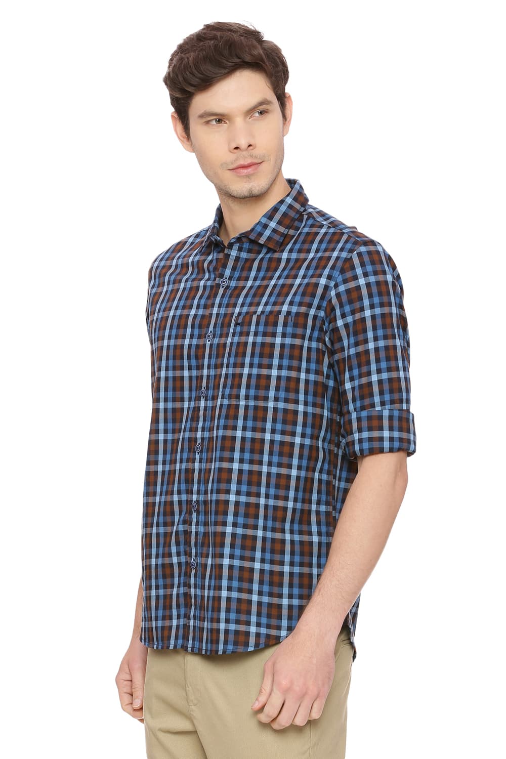 BASICS SLIM FIT CHECKS SHIRT