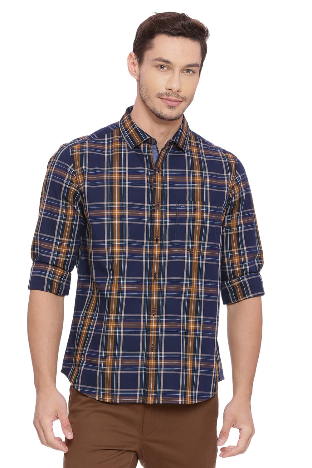 BASICS SLIM FIT CHECKS SHIRT