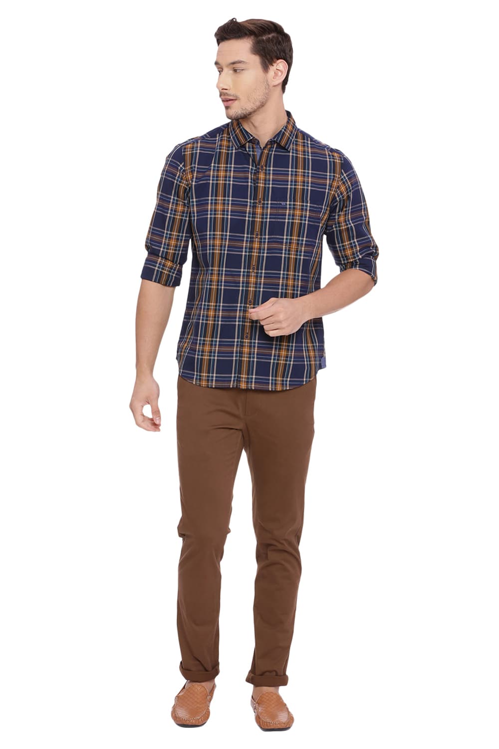 BASICS SLIM FIT CHECKS SHIRT