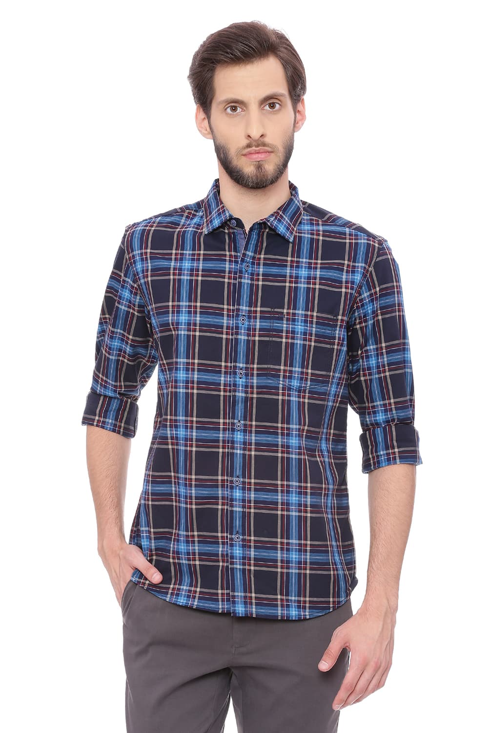 BASICS SLIM FIT CHECKS SHIRT