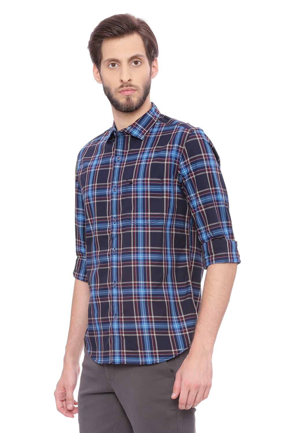 BASICS SLIM FIT CHECKS SHIRT