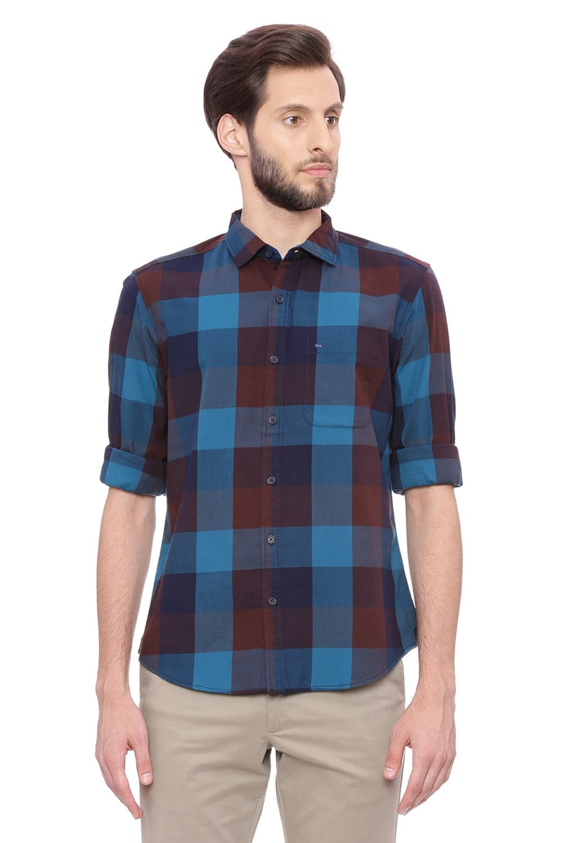 BASICS SLIM FIT CHECKS SHIRT