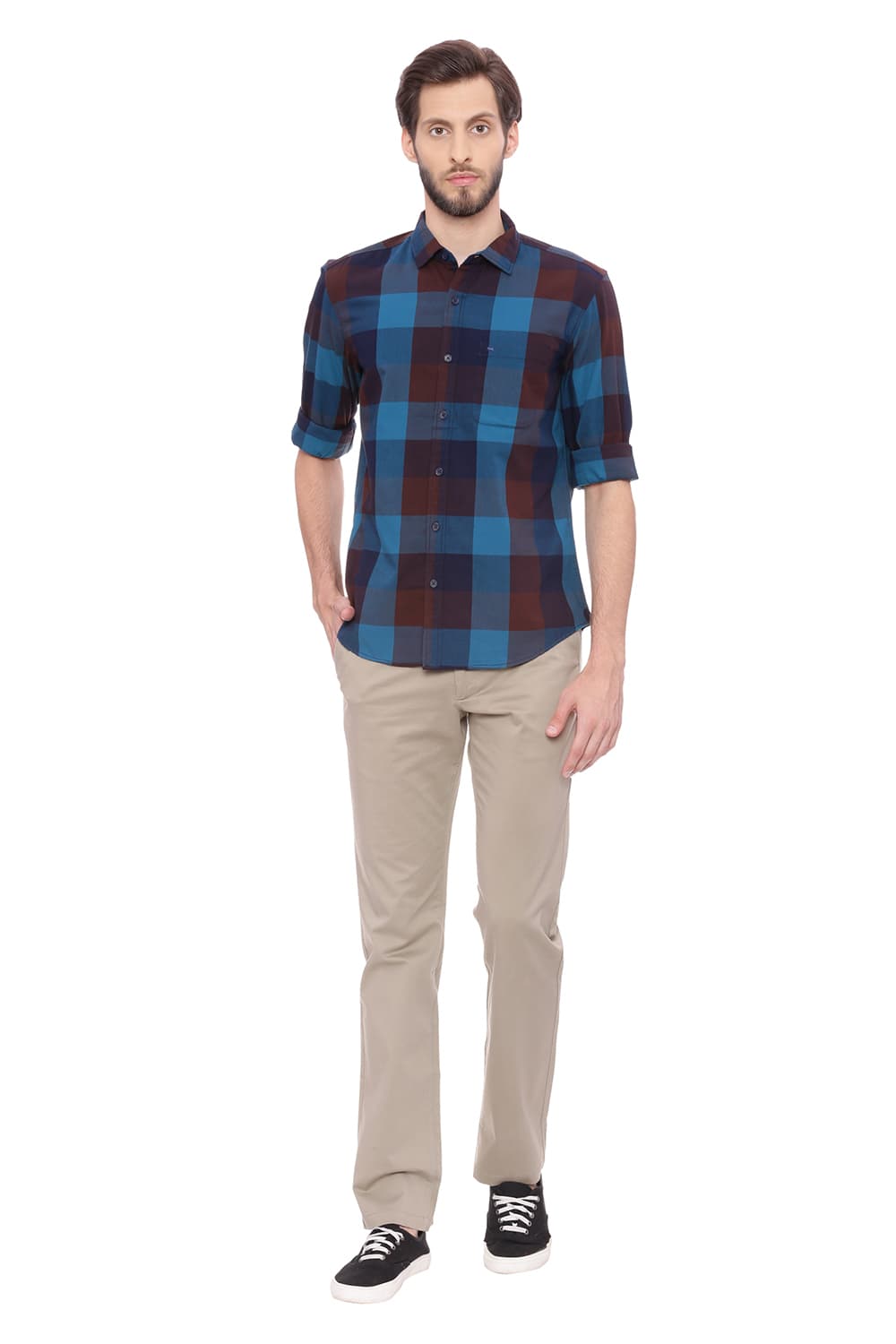 BASICS SLIM FIT CHECKS SHIRT