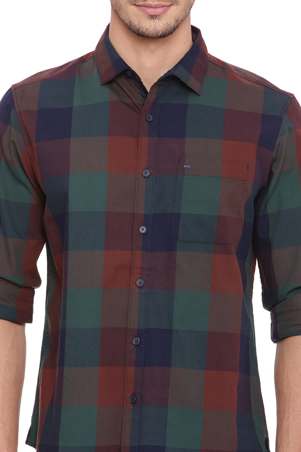 BASICS SLIM FIT CHECKS SHIRT