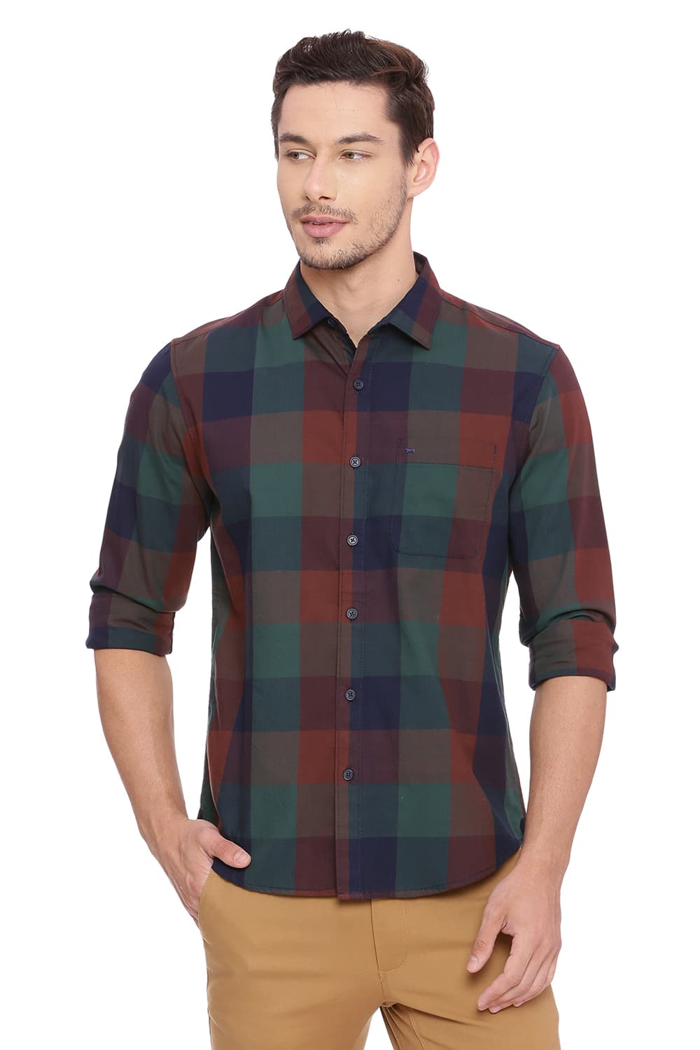 BASICS SLIM FIT CHECKS SHIRT