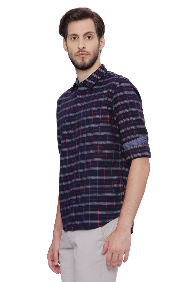 BASICS SLIM FIT CHECKS SHIRT