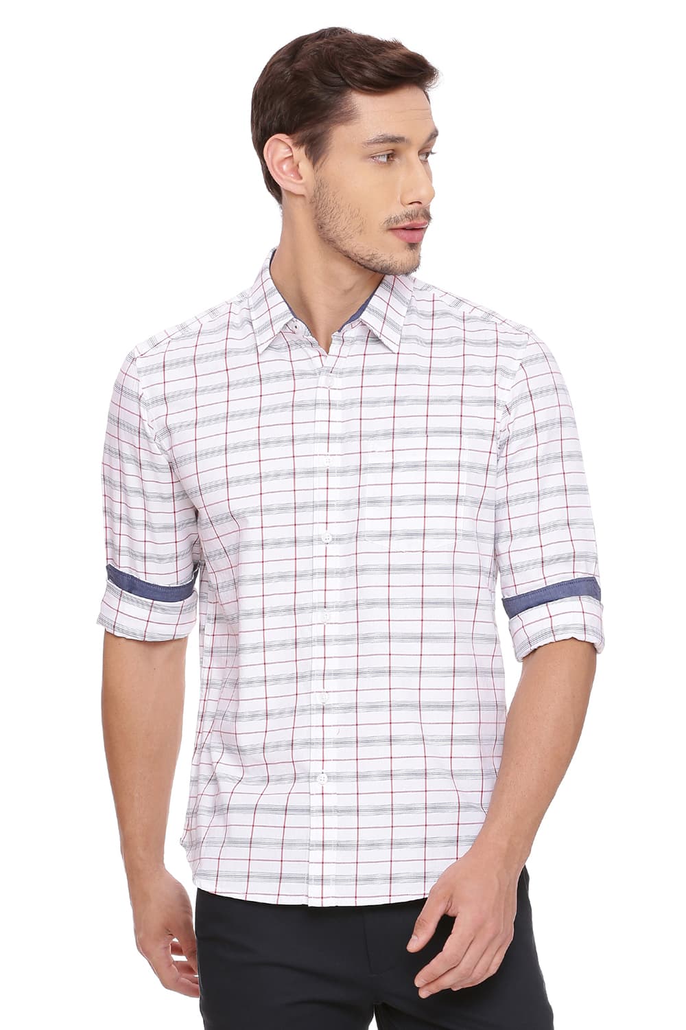 BASICS SLIM FIT CHECKS SHIRT