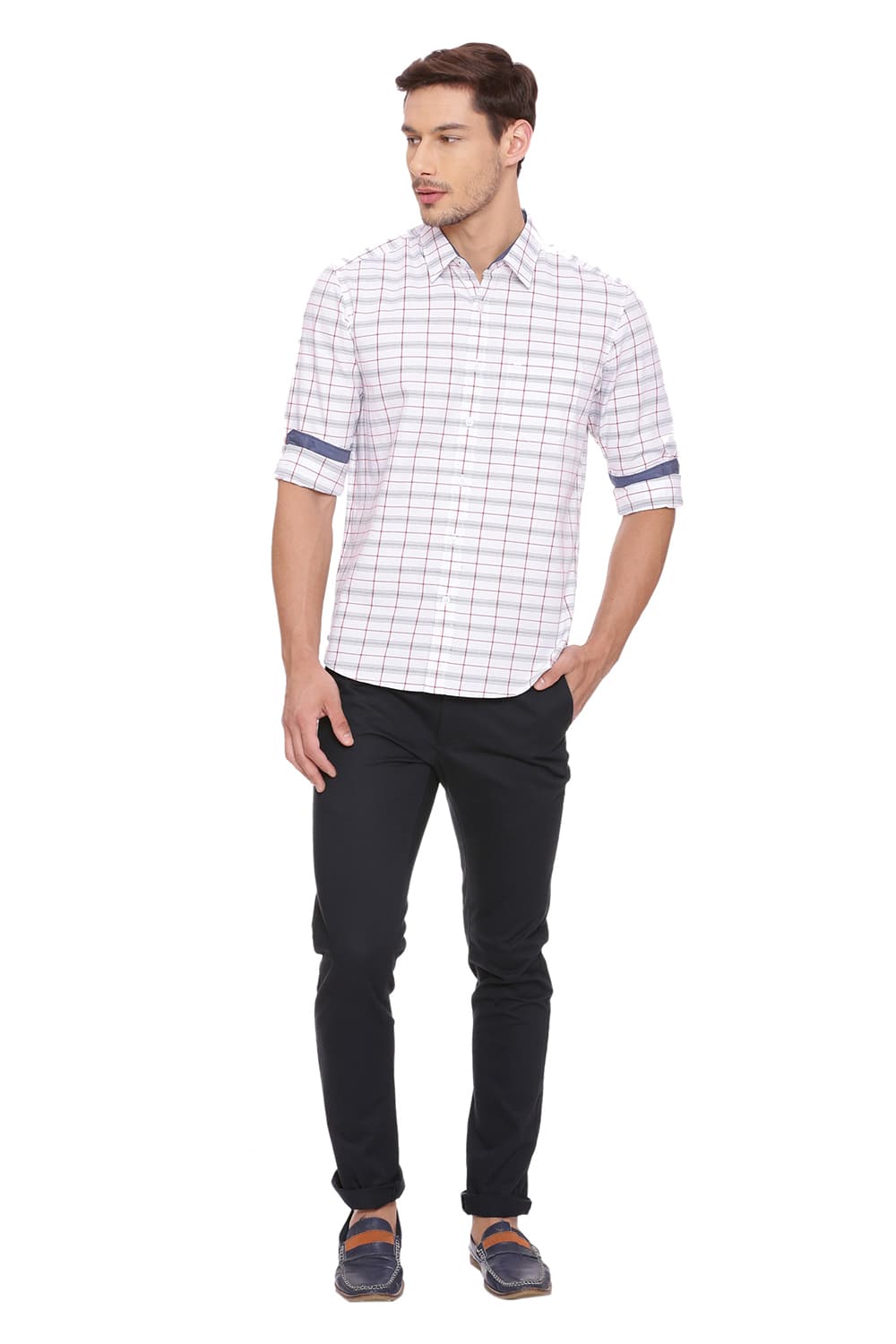 BASICS SLIM FIT CHECKS SHIRT