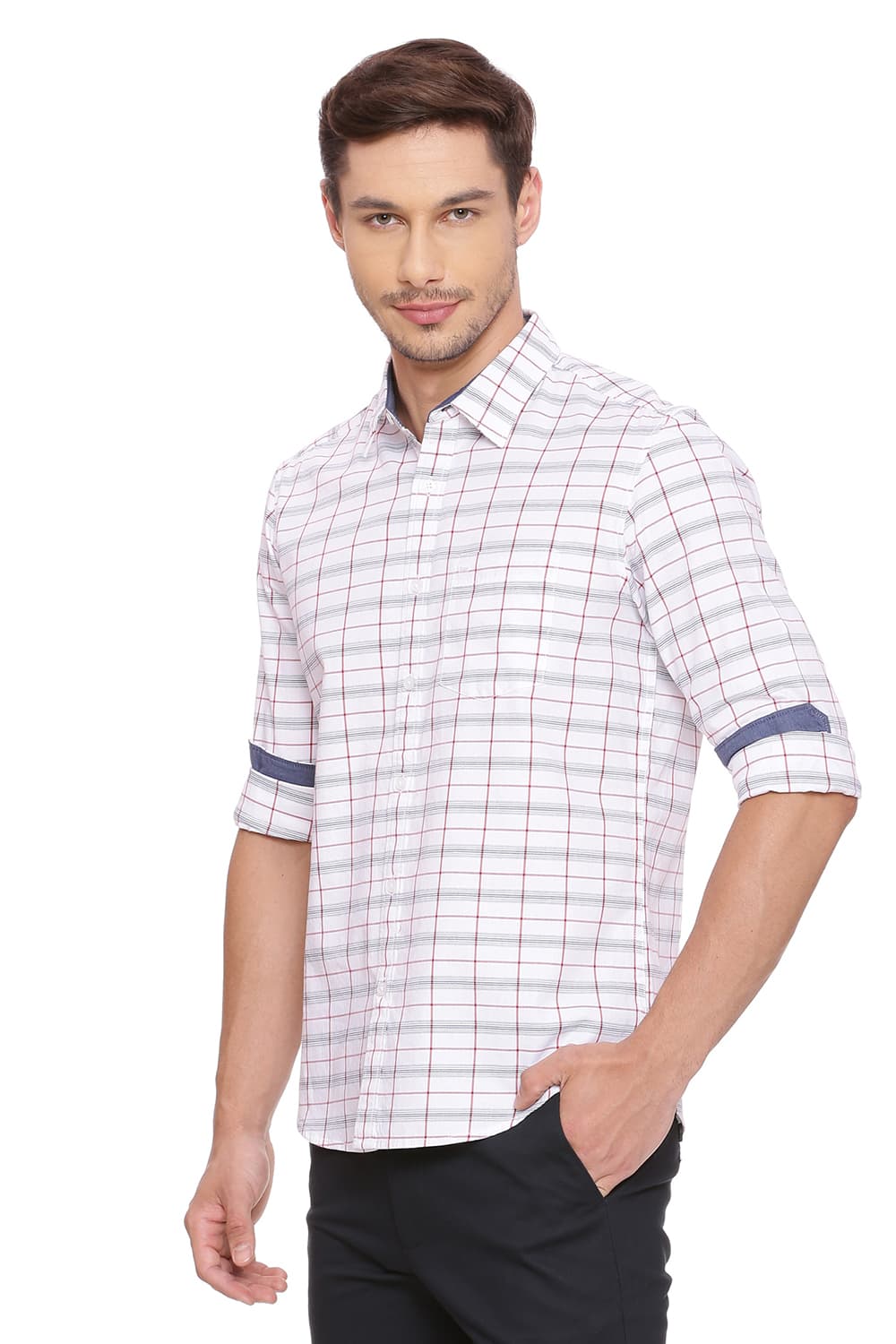 BASICS SLIM FIT CHECKS SHIRT