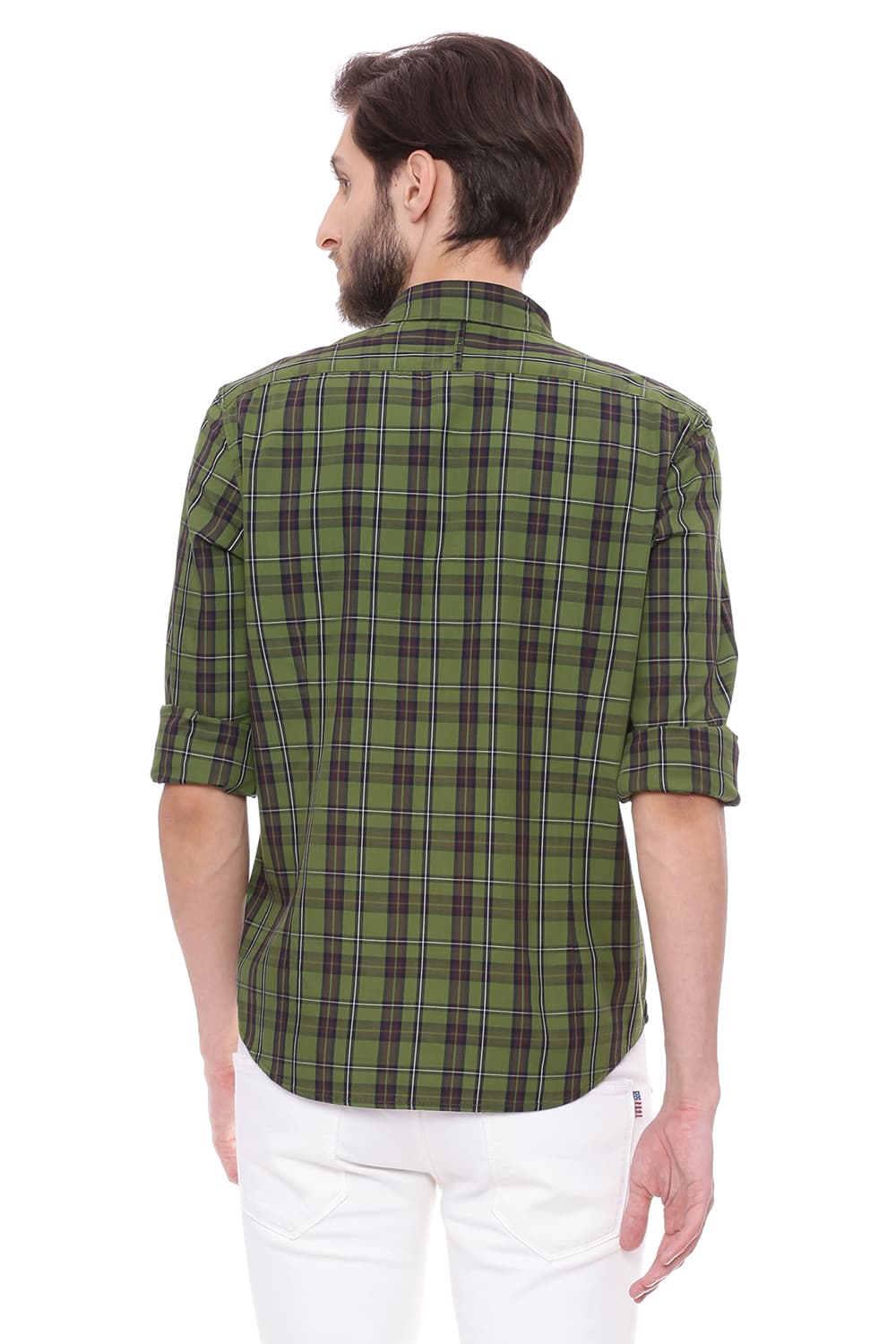 BASICS SLIM FIT TWILL CHECKS SHIRT