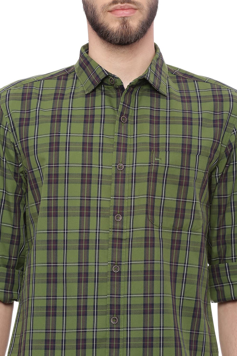 BASICS SLIM FIT TWILL CHECKS SHIRT