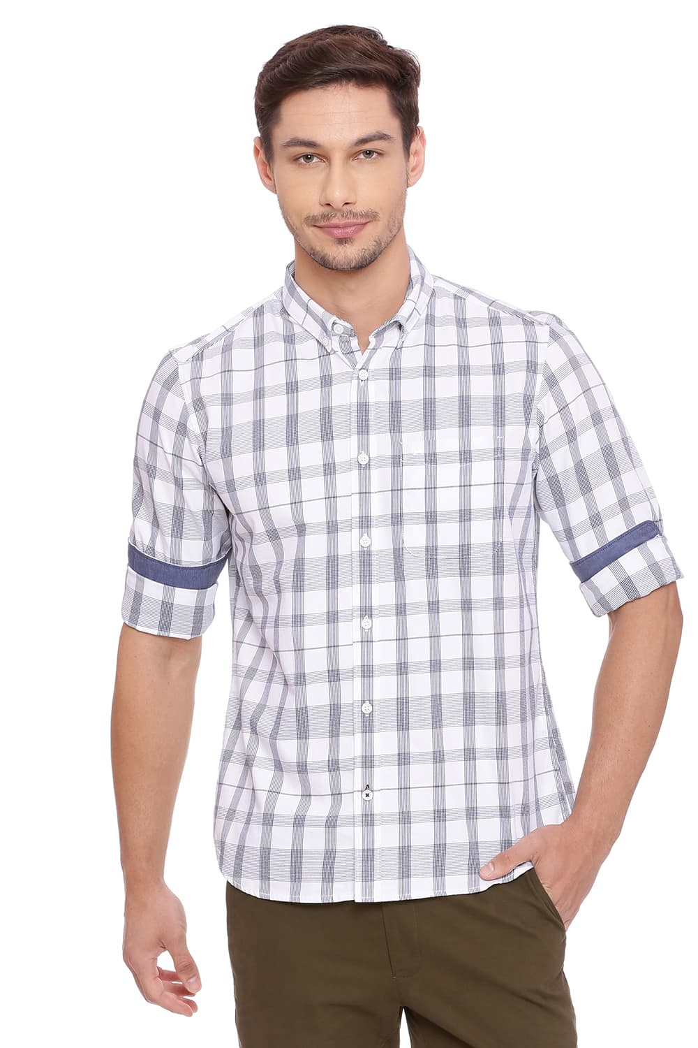 BASICS SLIM FIT CHECKS SHIRT