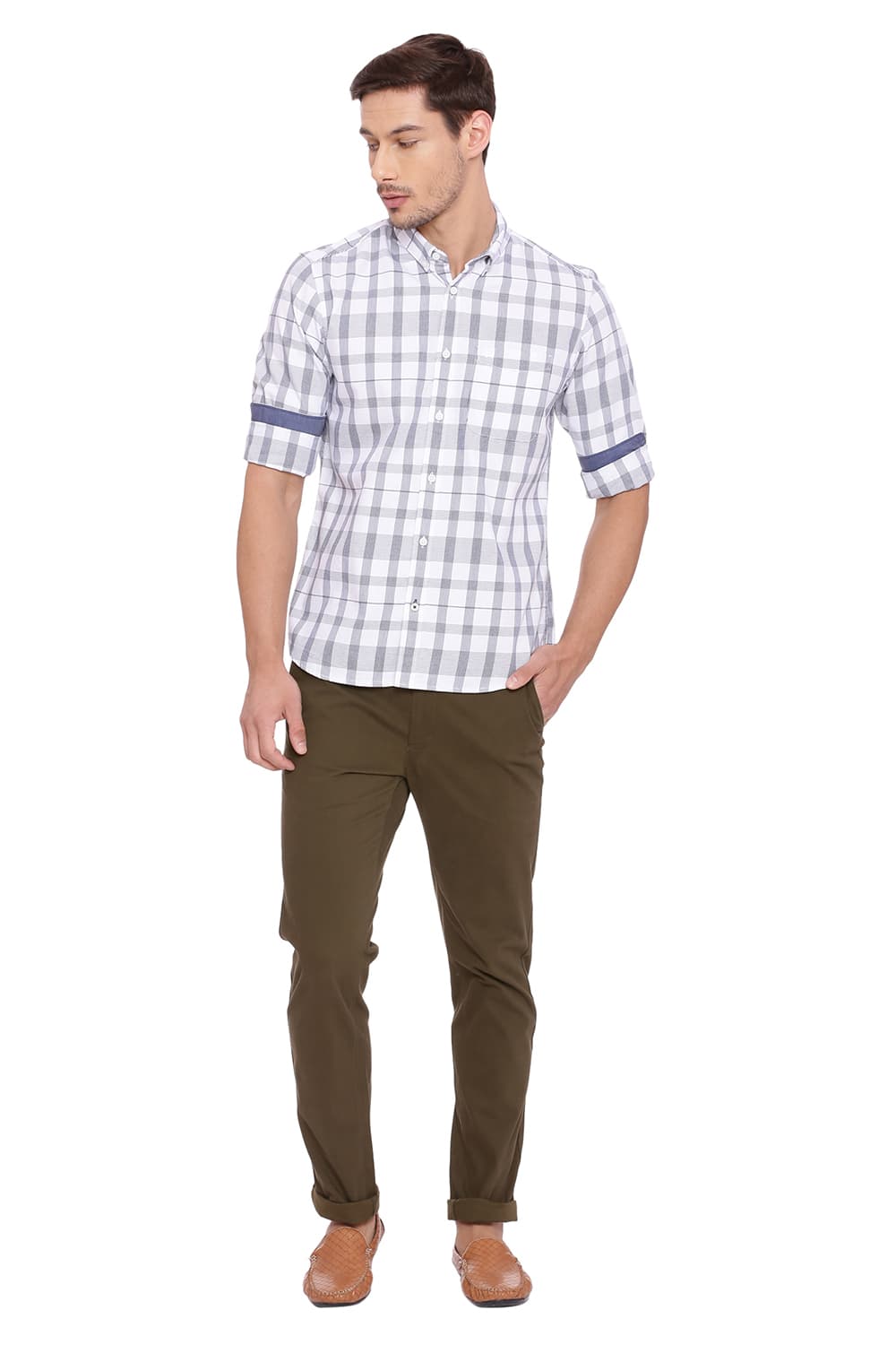 BASICS SLIM FIT CHECKS SHIRT