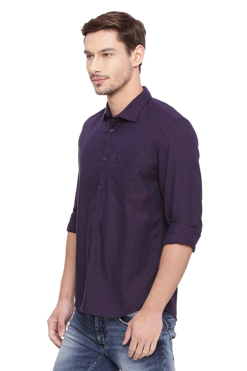 BASICS SLIM FIT WEFT STRIPES SHIRT