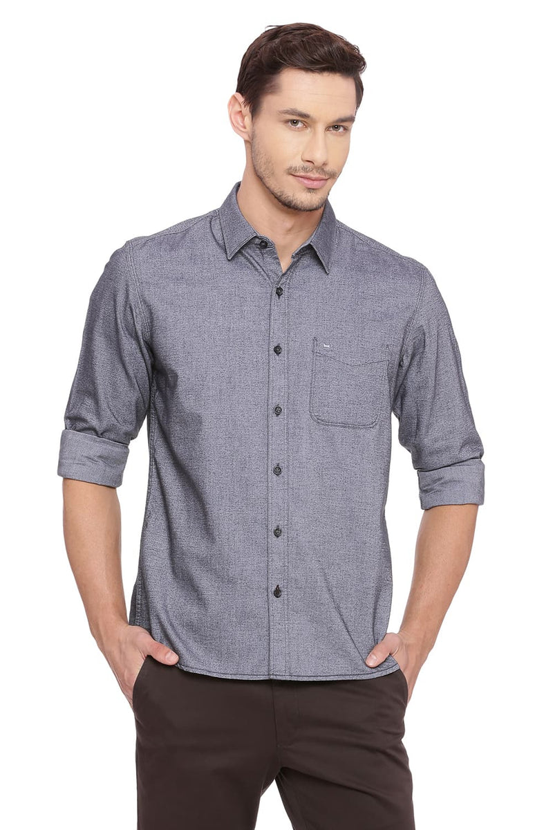 BASICS SLIM FIT BRUSHED OXFORD SHIRT