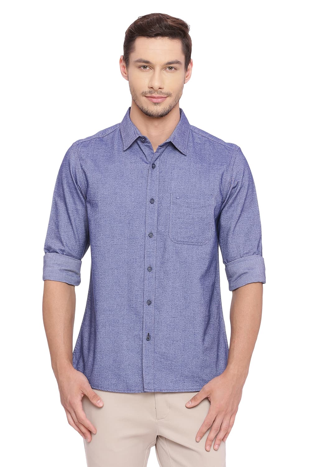 BASICS SLIM FIT BRUSHED OXFORD SHIRT