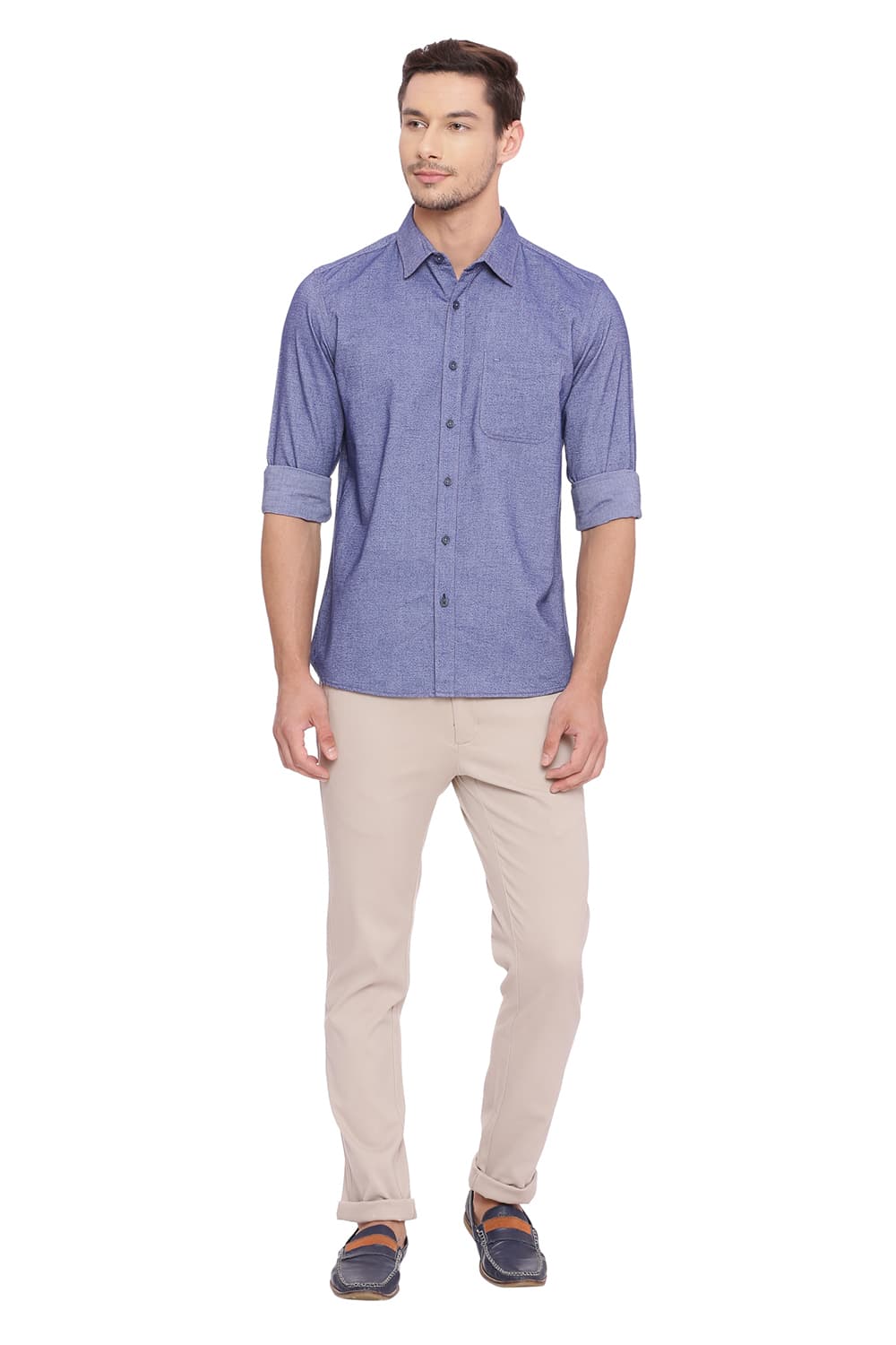 BASICS SLIM FIT BRUSHED OXFORD SHIRT