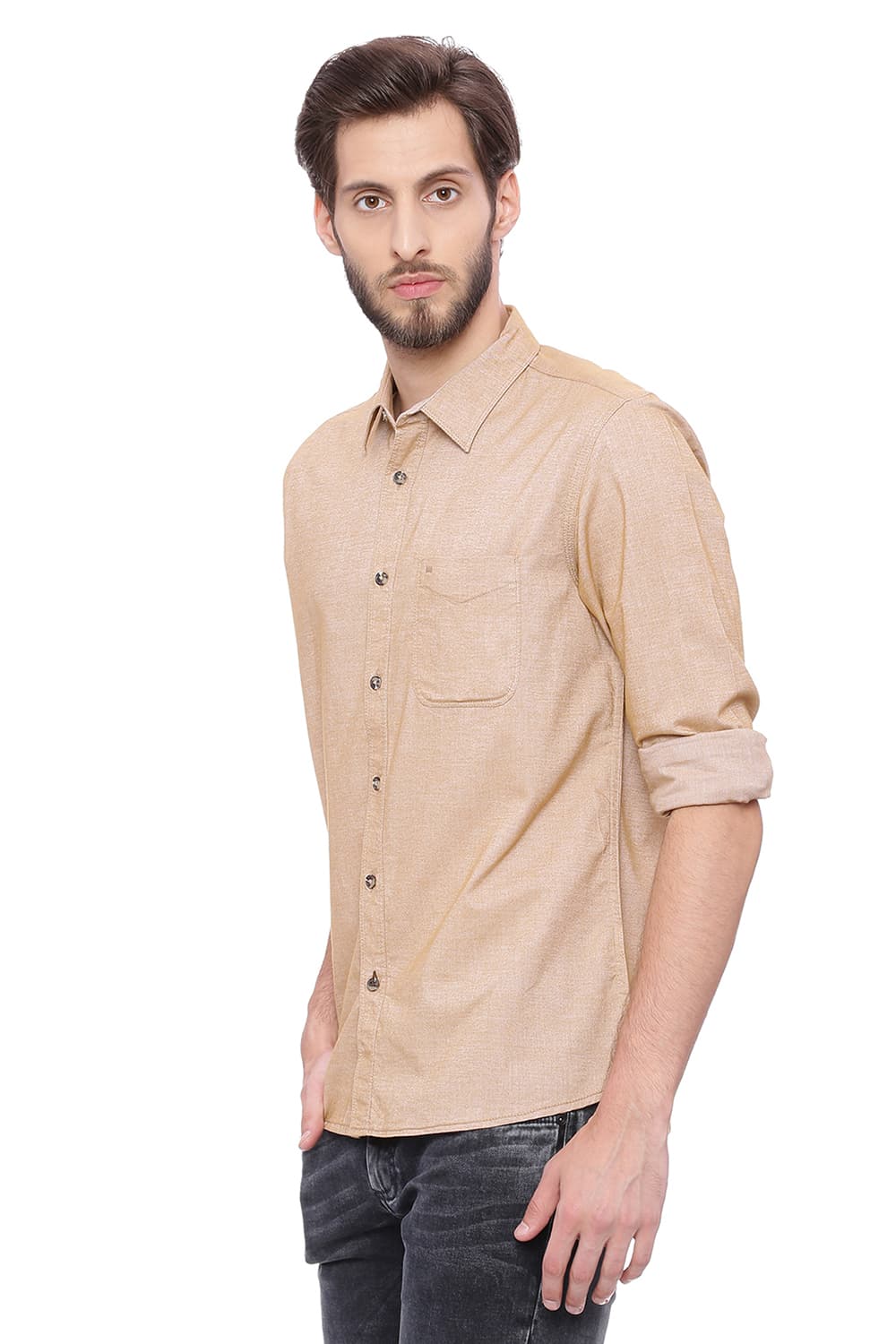 BASICS SLIM FIT BRUSHED OXFORD SHIRT