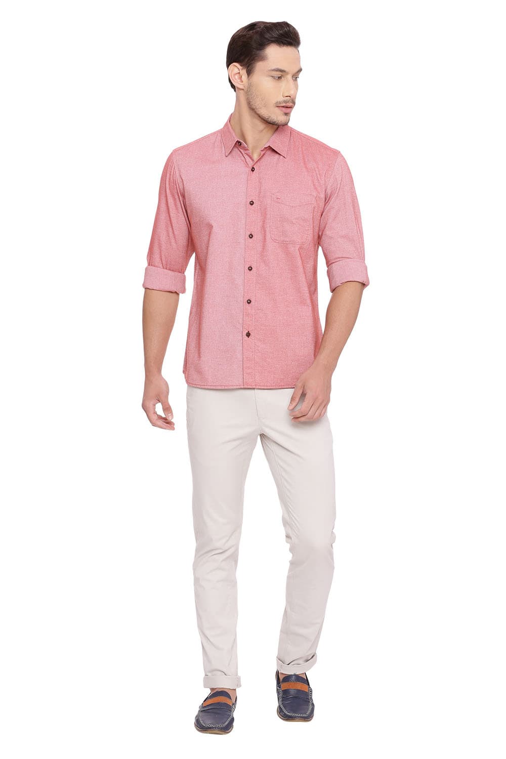 BASICS SLIM FIT BRUSHED OXFORD SHIRT