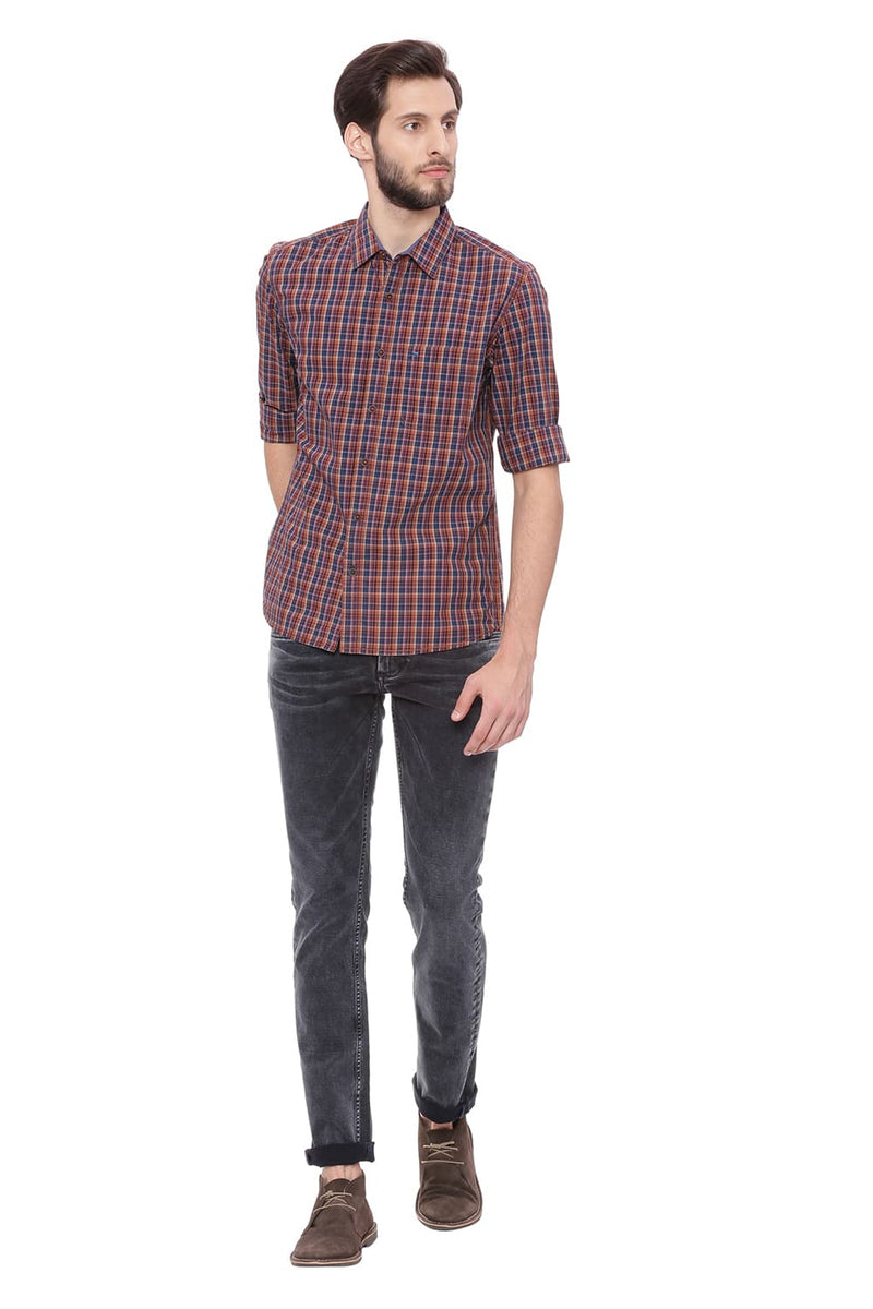 BASICS SLIM FIT CHECKS SHIRT