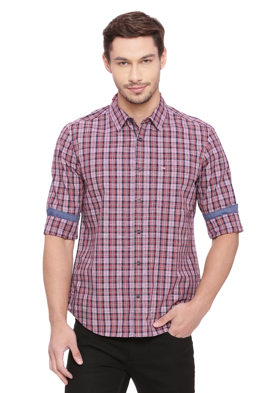 BASICS SLIM FIT CHECKS SHIRT