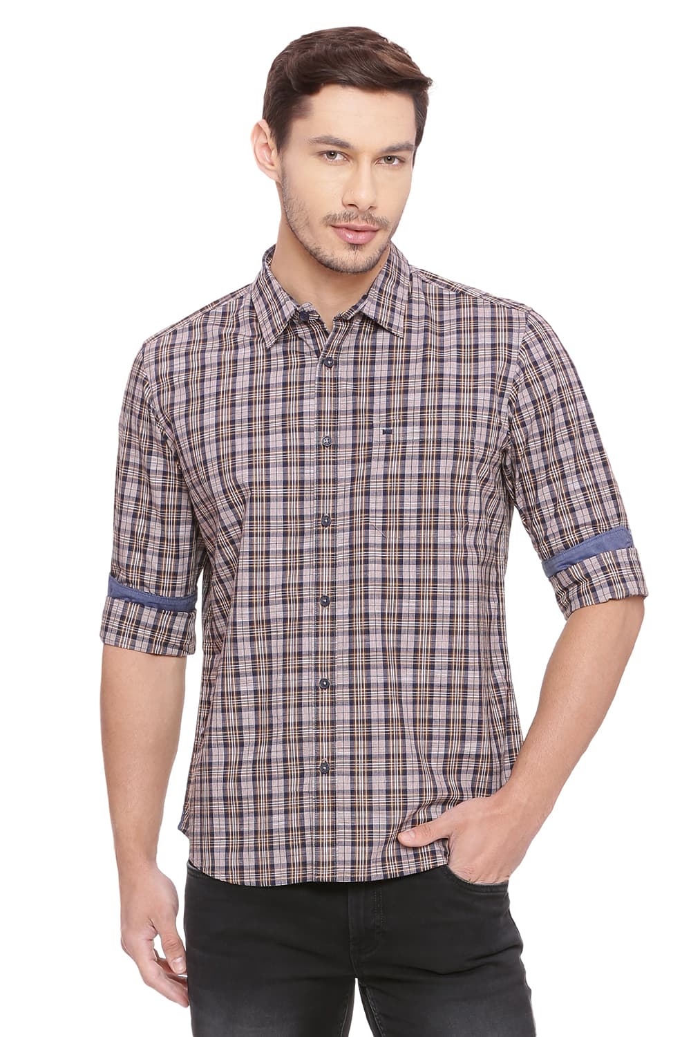 BASICS SLIM FIT CHECKS SHIRT