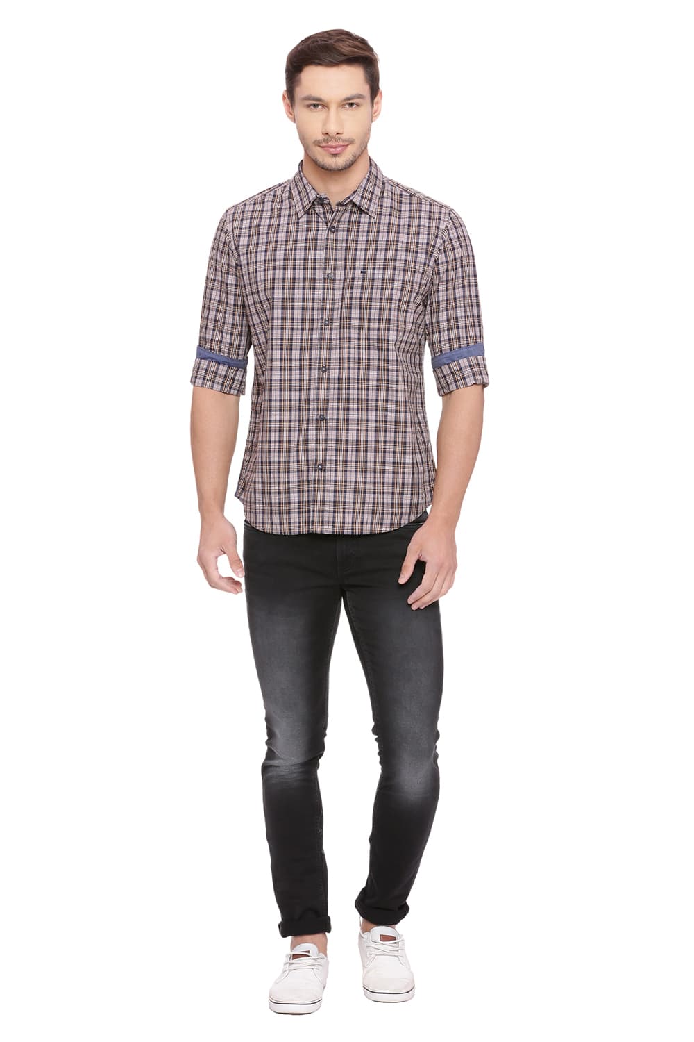 BASICS SLIM FIT CHECKS SHIRT